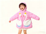 Girls' Pink Hooded Padded Jacket Coat - Image 2
