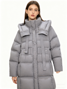 High-Grade Gray Long Women's Puffer Jacket Coat for Warm Suitable for Winter
