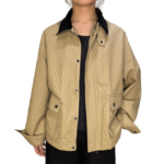 Women's Retro Style Workwear Jacket with Contrast Colors Coats