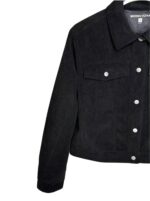 Black Corduroy Fine-textured Women's Casual Jacket - Image 5