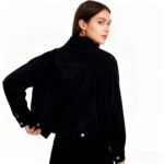 Black Corduroy Fine-textured Women's Casual Jacket - Image 3