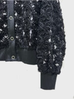 Women's Black Chiffon Spring and Summer Coat Jacket 3D Hollow Flowers - Image 4