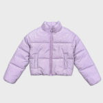 Lavender purple Short Puffer Jacket for Girls with Release Paper Fabric — изображение 3
