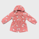 Coral Red Mid-length Trench Jacket for Girls - Image 3