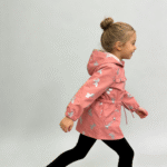 Coral Red Mid-length Trench Jacket for Girls - Image 2