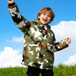 Boys' Mid-Length Camouflage Garment Dyed 100% Polyester Padded Jacket
