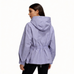 Women's Light Purple Hooded Jacket Full-Zip Casual Outerwear for Daily Wear - Image 3