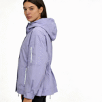 Women's Light Purple Hooded Jacket Full-Zip Casual Outerwear for Daily Wear - Image 2