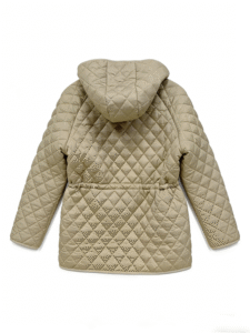 Neutral Beige Quilted Hooded Winter Jacket - Image 3