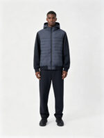 Men’s Mixed Fabric Padded Hooded Casual Jacket