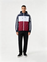 Men’s Tri-Color Block Logo Tape Hooded Windbreaker