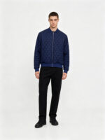 Men’s Navy Diamond Quilted Bomber Jacket