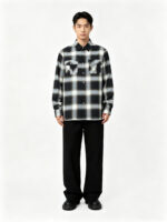 Men’s Loose‑Fit Plaid Long‑Sleeve Shirt