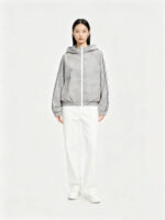 Women’s Subtle Letter Print Hooded Short Sports Jacket