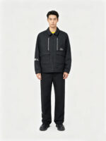 Men’s Black Workwear Collared Twill Jacket