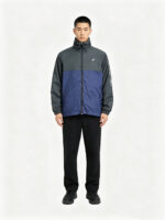 Men’s Grey & Navy Color Block Stand Collar Light Windproof Jacket