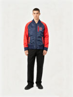 Men’s Navy & Red Raglan Sleeve Baseball Bomber Jacket