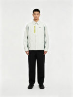 Men’s White & Sage Color Block Collared Outdoor Functional Shirt Jacket