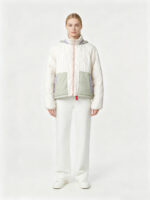 Color Block Hooded Wavy Quilted Short Padded Jacket
