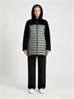 Women's Color Block Hooded Mid-Length Padded Coat