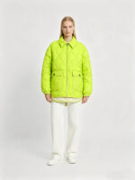 Fluorescent Green Collared Quilted Padded Jacket
