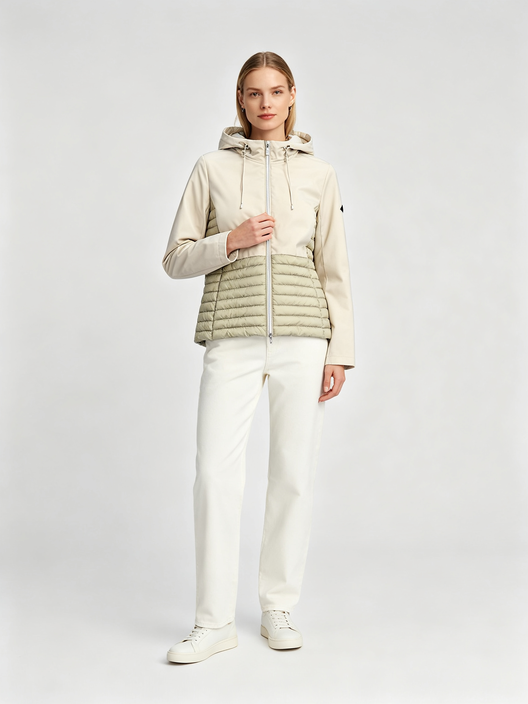 157-2 Women's Color Block Hooded Light Padded Jacket - Image 1