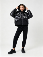 Women's Shiny Spliced Hooded Puffer Jacket