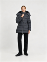 Women's Hooded Mid-Length Quilted Padded Coat