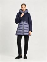 Women's Mixed Fabric Hooded Mid-Length Padded Coat