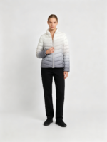 Women Gradient Lightweight Quilted Cotton Jacket, Stand Collar Zip Up Short Warm Outerwear